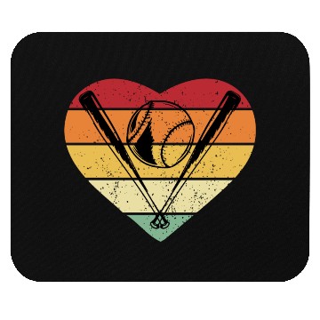 Discover Sunset Retro Vintage Baseball Heart Mouse Pads