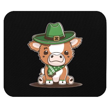 Discover Kawaii cow with scarf St. Patrick's Day Mouse Pads