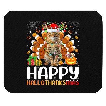 Discover Cat Lover Halloween Christmas Happy Hallothanksmas Mouse Pads