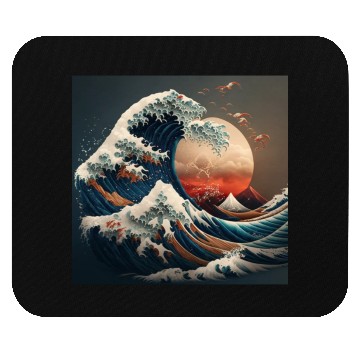 Discover Great Wave Retro sunset Japanese art Mouse Pads