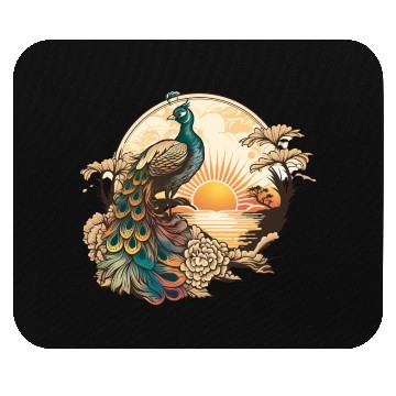 Discover Serenity at Sunrise: Peacock Inspired Artwork Mouse Pads