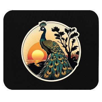 Discover Beautiful Peacock at Sunrise: A Tranquil Moment Mouse Pads