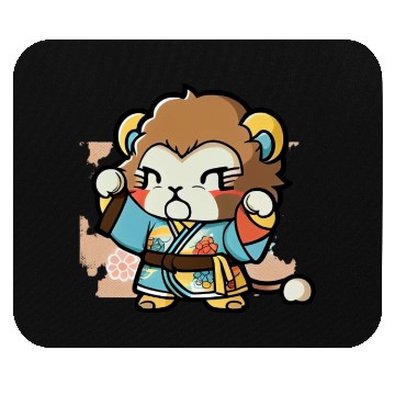 Discover lion in kimono Mouse Pads