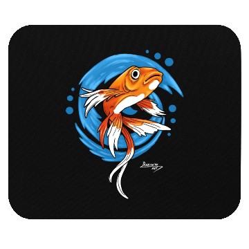 Discover Carp Koi Fish on Blue waves green Mouse Pads