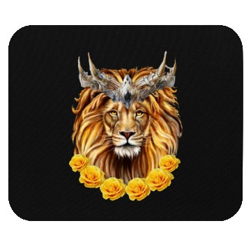 Discover lion with rose Mouse Pads