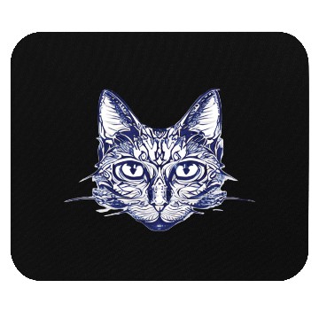 Discover Gothic black and white abstract cat Mouse Pads