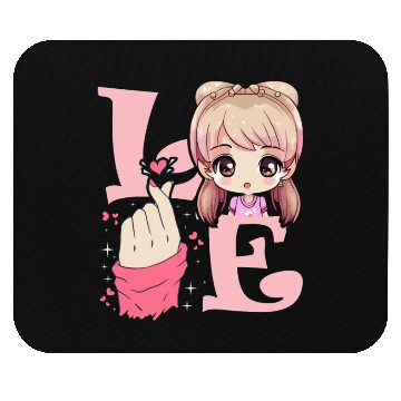 Discover Love Saranghae Finger Heart Korean Anime Chibi Kpo Mouse Pads