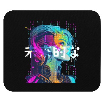Discover Binary Cyberpop Girl Japanese Futurism Aesthetic Mouse Pads