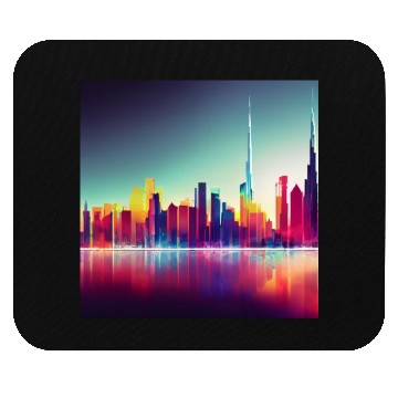 Discover Dubai silhouette skyline abstract art Mouse Pads
