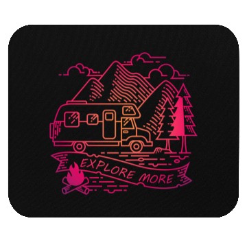 Discover Explore More Pink Camper Van Nature Adventure Mouse Pads