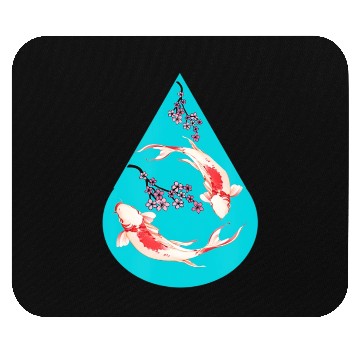 Discover Serenity Koi Fish Raindrop Cheri Blossom Zen Mouse Pads