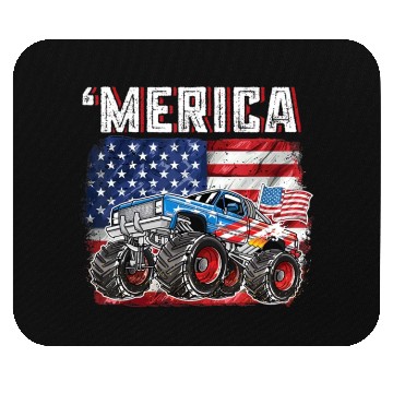 Discover Monster Truck USA Merica Men Boys 4th of July Mouse Pads
