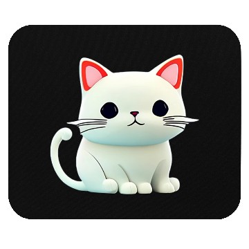 Discover The Feline Fantasy A White Cat Chibi Design Mouse Pads