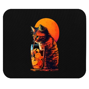 Discover Funny Cat Drinking Cocktail Cat Lover Mouse Pads
