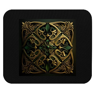 Discover Green Bronze Ornamental Plaid Decoration Pattern Mouse Pads