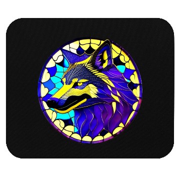 Discover Moonlit Majesty The Art of Stained Glass Wolves Mouse Pads
