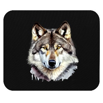Discover Watercolor Grey Wolf Portrait Mouse Pads