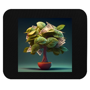 Discover Plant in Flower Pot Money Tree - 3D Digital Art Mouse Pads