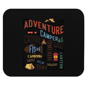 Discover Campfire Hiking Unwind Camping Relax forest fish Mouse Pads