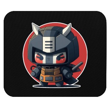 Discover Ninja warrior mech robot kawaii illustration Mouse Pads