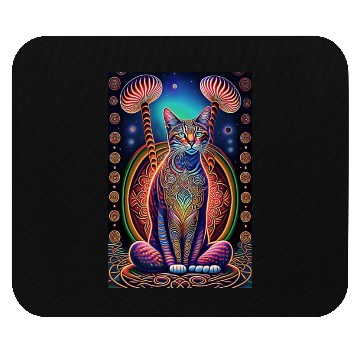 Discover stylized art cat Magic meditating pose-cat lover Mouse Pads