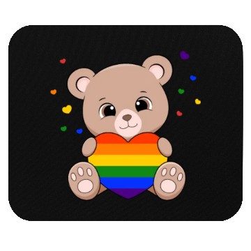 Discover Pride with cute litte lear with heart Mouse Pads
