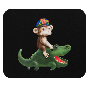 Discover Funny monkey on crocodile design Mouse Pads