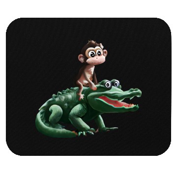 Discover Funny monkey on crocodile design Mouse Pads
