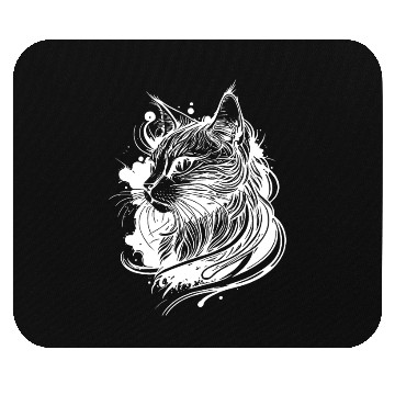 Discover Cute Space Cat In Tattoo Style Mouse Pads