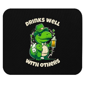 Discover Drinks well with others st patrick's day Dinosaur Mouse Pads