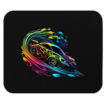 Discover Fantasy Racing Sports Car Exotic Rainbow Flames Mouse Pads