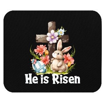 Discover He Is Risen Cute Bunny Christianity Cross Mouse Pads