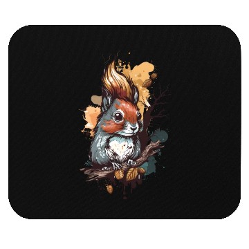 Discover Cute squirrel portrait design painting Mouse Pads