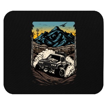 Discover dirt racing car drawing with mountains Mouse Pads