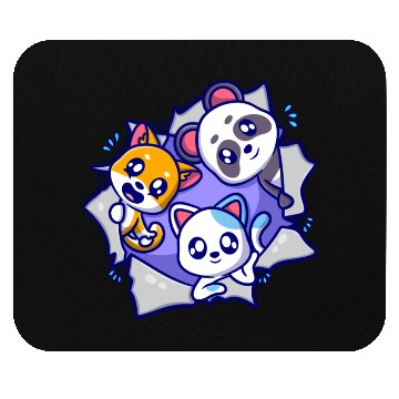 Discover cute animal cartoon icon illustration Mouse Pads