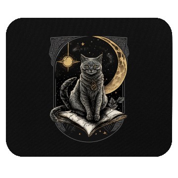Discover The Moon Tarot Card Celestial Cat Occult Ritual Mouse Pads