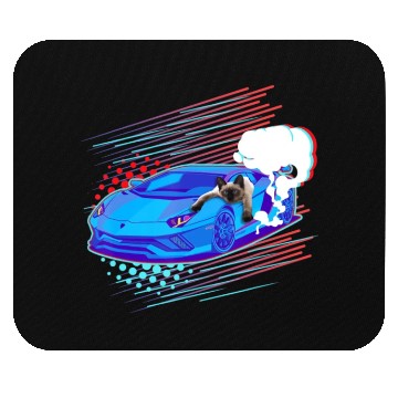 Discover Funny Cat Racing Car Graphic Mouse Pads