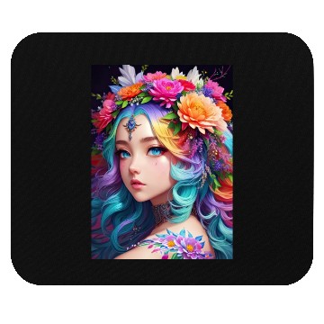 Discover Spring Girl with a bouqet of flowers garland #8 Mouse Pads