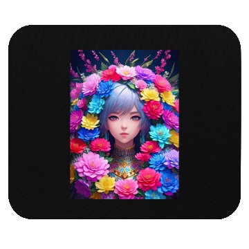 Discover Spring Girl with a bouqet of flowers garland #13 Mouse Pads