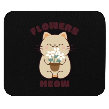 Discover Kawaii cat and flowers, meow! Mouse Pads