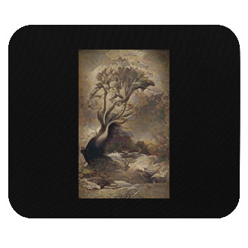 Discover Dark Old School Painting Vintage Tree Design Mouse Pads