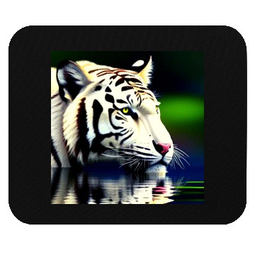 Discover White Tiger Reflection Mouse Pads