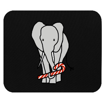 Discover Christmas Elephant Holding Candy Cane Mouse Pads