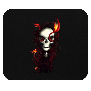 Discover Ensnared Horror Skull Entwined in Red Plants Mouse Pads