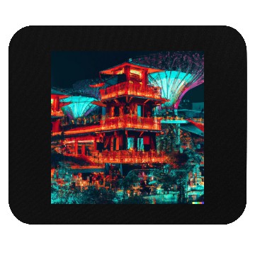 Discover Neon Synthwave Cyber Futuristic Town Retro Future Mouse Pads