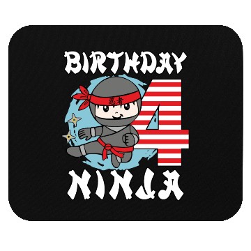 Discover 4th Birthday "Birthday Ninja" Boys Gift Idea Mouse Pads
