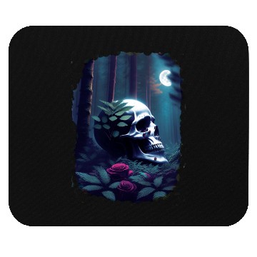 Discover Skull and rose moonlight gothic themed art Mouse Pads