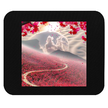 Discover Misty Mountain Cherry Blossom Landscape Mouse Pads
