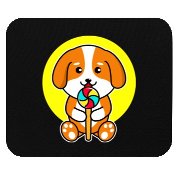Discover Cute Dog Eating Candy Pet Lover Mouse Pads