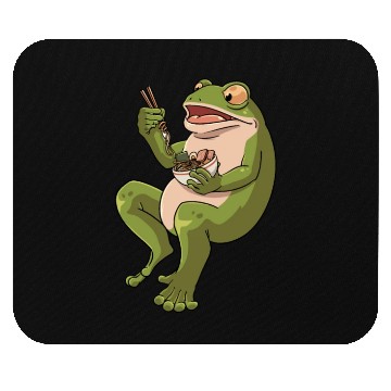 Discover Toad Frog eating Ramen Soup Design for a Frog Mouse Pads